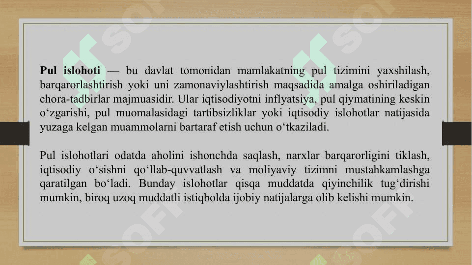 PUL ISLOHOTLARI 3
