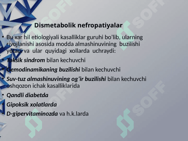 Dismetabolik nefropatiyalar 2