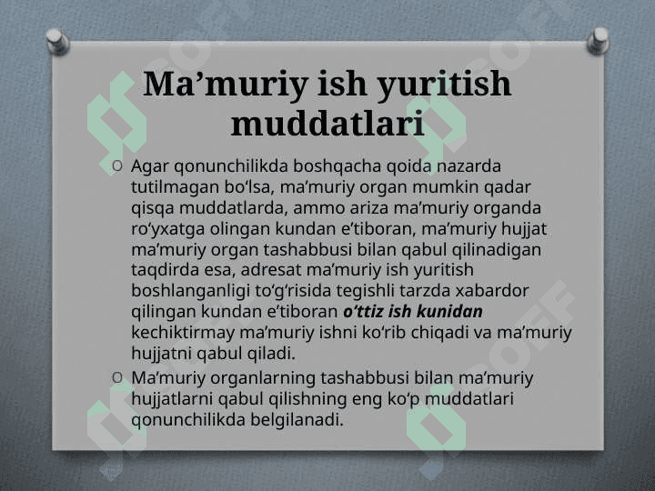 Mamuriy huquqda muddatlar 2