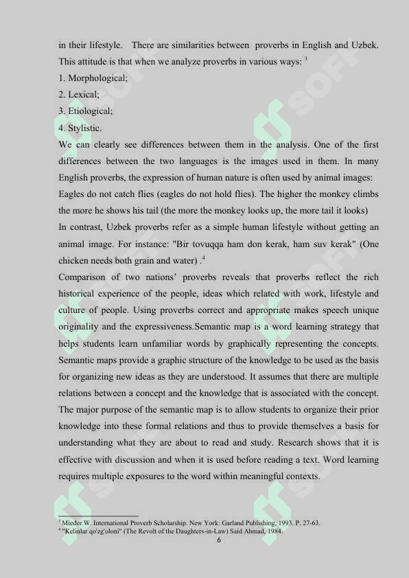 Using a semantic mapping technique to teach proverbs and sayings in English 6