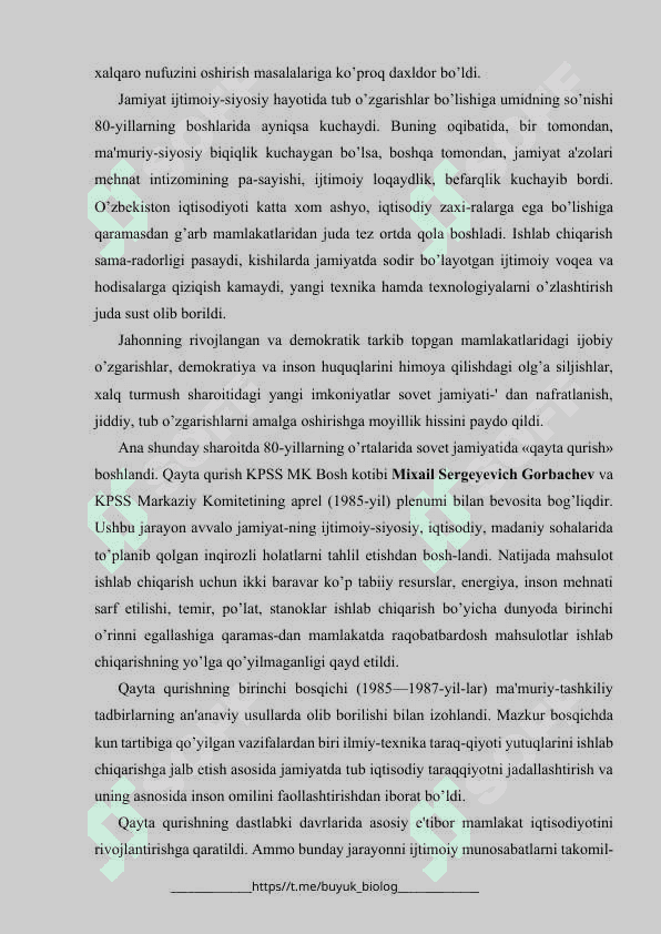 "Qayta qurish" siyosati va O'zbekiston 4