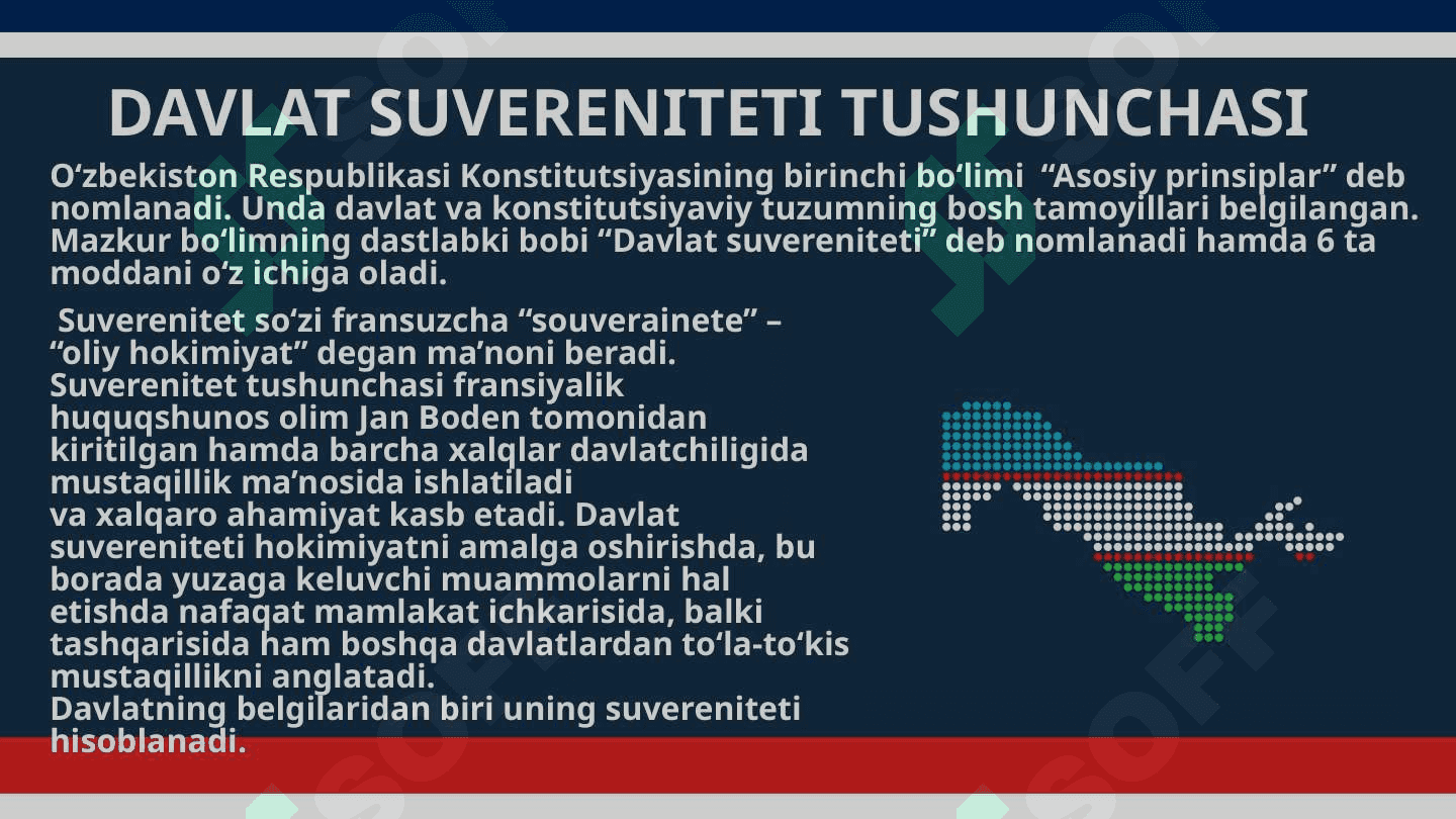 KONSTITUTSIYANING ASOSIY PRINSIPLARI. DAVLAT SUVERENITETI. 2