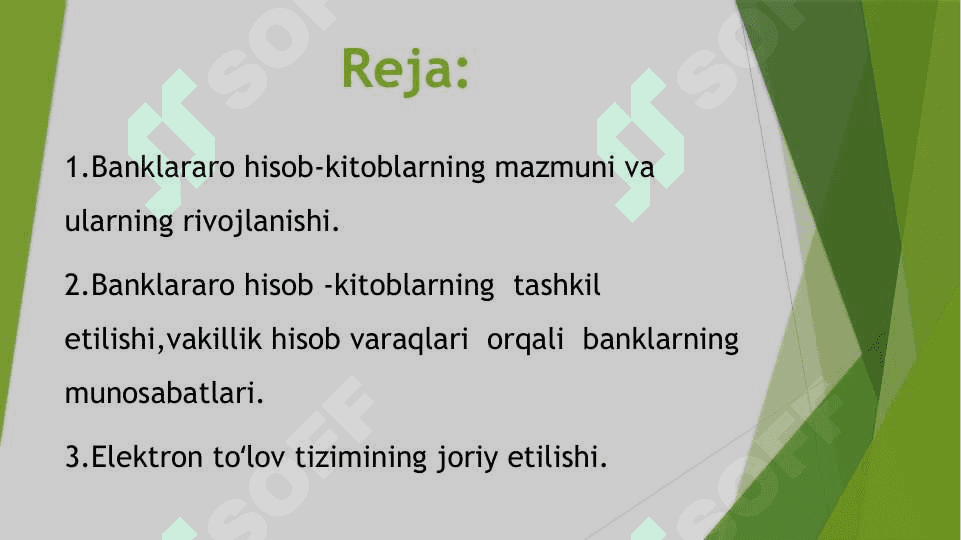 BANKLARARO HISOB-KITOBLAR HISOBI 2