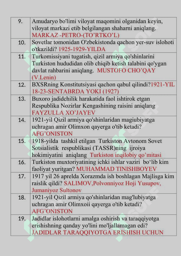 Tarixdan testlar 2