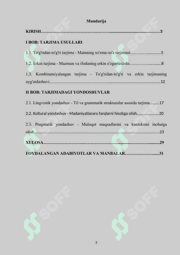 Tarjima usullari va ularning klassifikatsiyasi 2