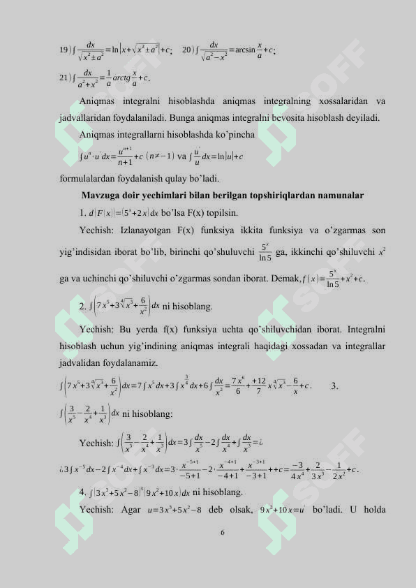 Aniqmas integral va boshlang’ich funksiya 6