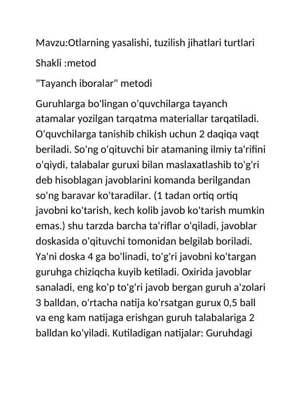 Otlarning yasalishi, tuzilish jihatlari turtlari