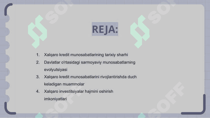 Xalqaro kredit va investitsiya munosabatlarining rivojlanishi 2
