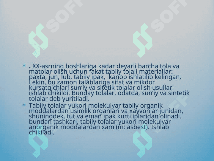 SUN’IY SINTETIK TOLALAR VA IPLAR 4