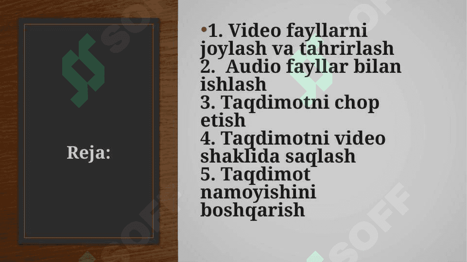 Ovoz va video materiallarga ishlov berish 2