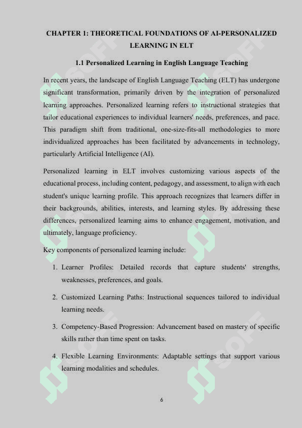 The Effectiveness of AI- Generated Personalized Learning in ELT 6