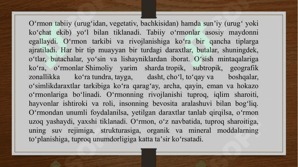 O’rmon va havoning tarkibi 4