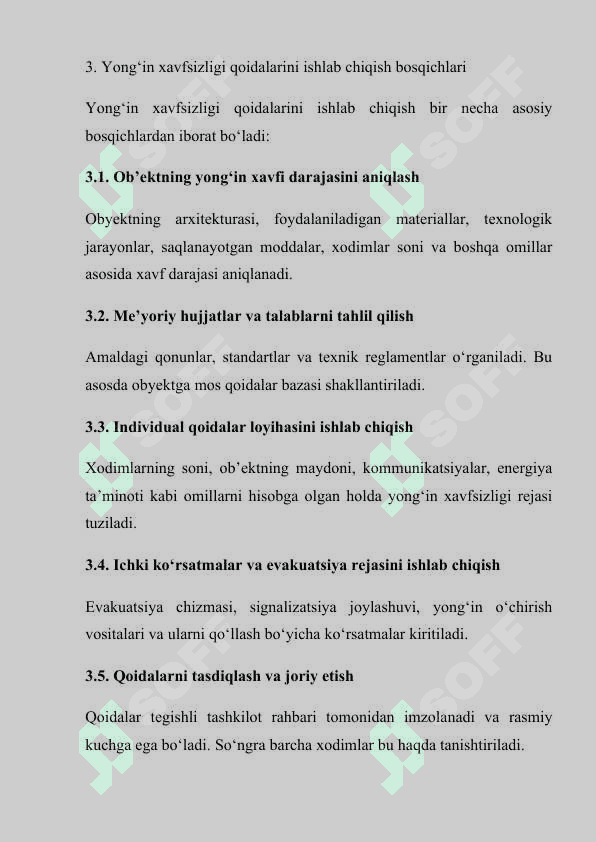 YONG‘IN XAVFSIZLIGINI TA’MINLASH QOIDALARINI ISHLAB CHIQISH TARTIBI 8