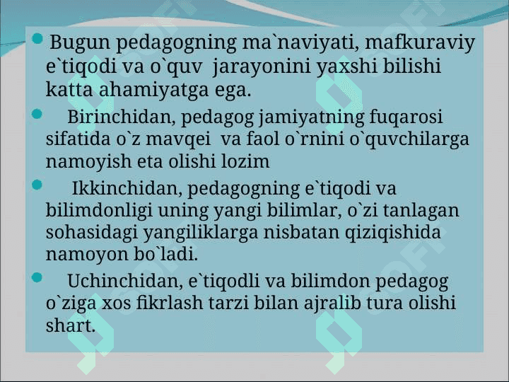PEDAGOGIK  MAHORAT  HAQIDA TUSHUNCHA, UNING  O‘QITUVCHI FAOLIYATIDA  TUTGAN  O’RNI 4