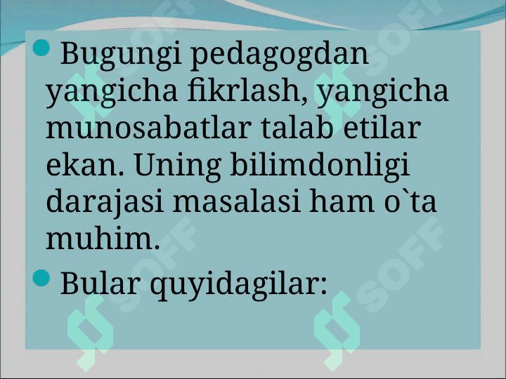 PEDAGOGIK  MAHORAT  HAQIDA TUSHUNCHA, UNING  O‘QITUVCHI FAOLIYATIDA  TUTGAN  O’RNI 5