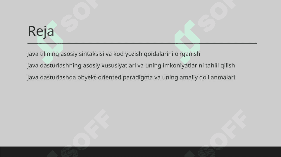 Java tilining asosiy elementlarini tahlil qilish 2
