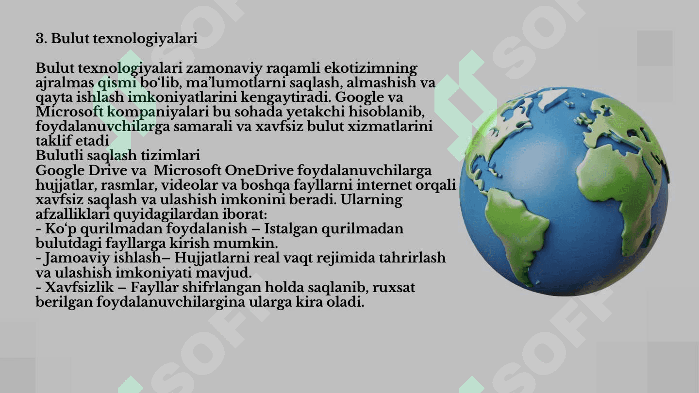 Google va Microsoft vositalari va xizmatlaridan foydalanish 7