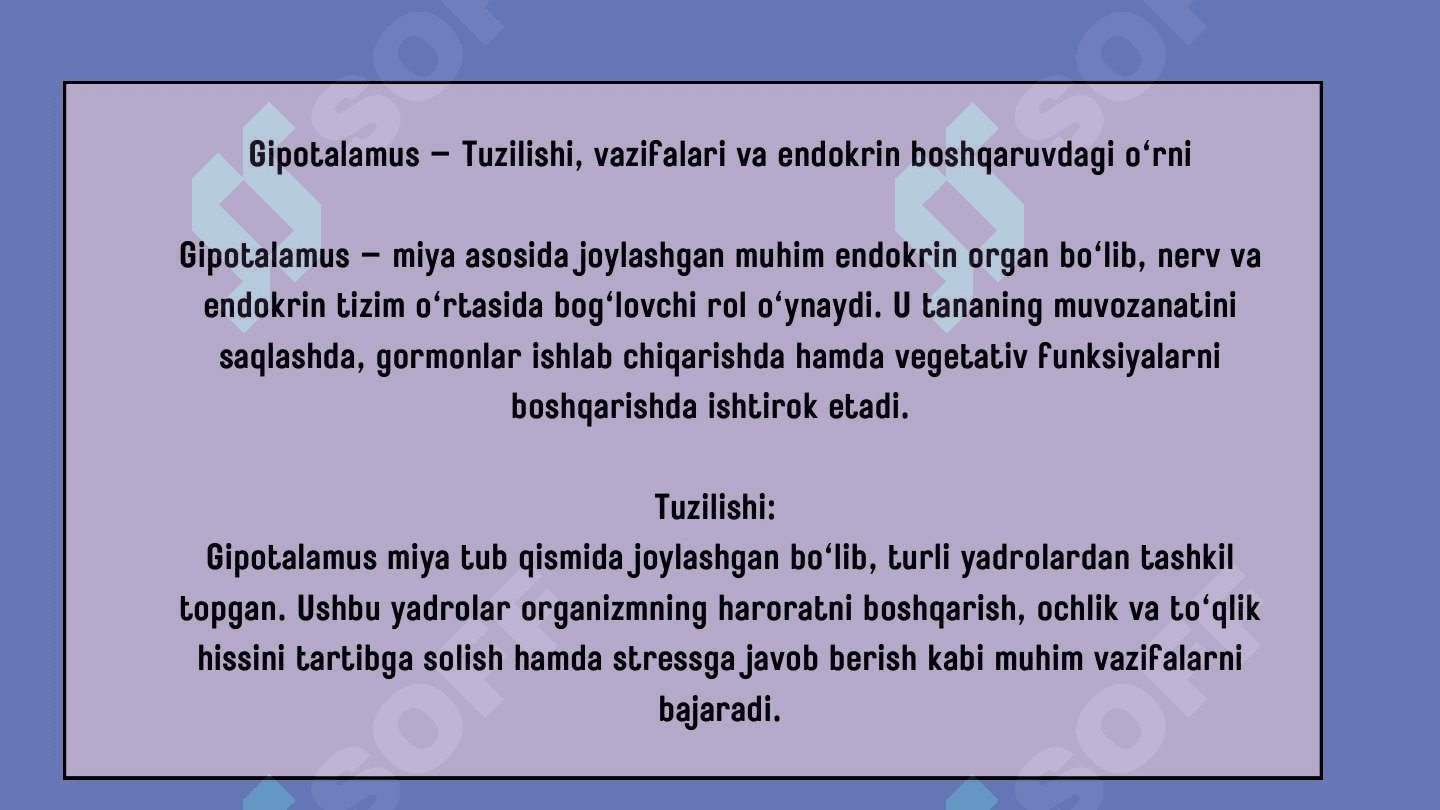 Endokrin sistemasi. Markaziy endokrin a'zolar 5