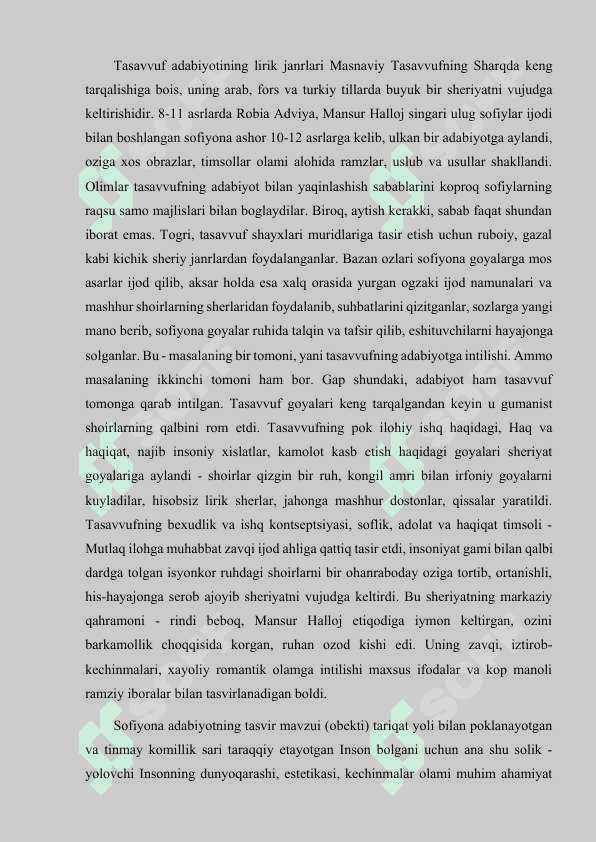 TASAVVUF ADABIYOTINING JANRLARI 8