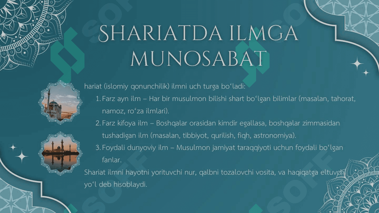 islom dini madaniyatida ilm olish masalalari 8