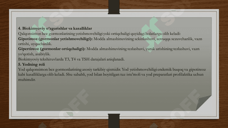 Endemik buqoq va gipotireozning patogenezi va davolash usullari pdf, pptx 5