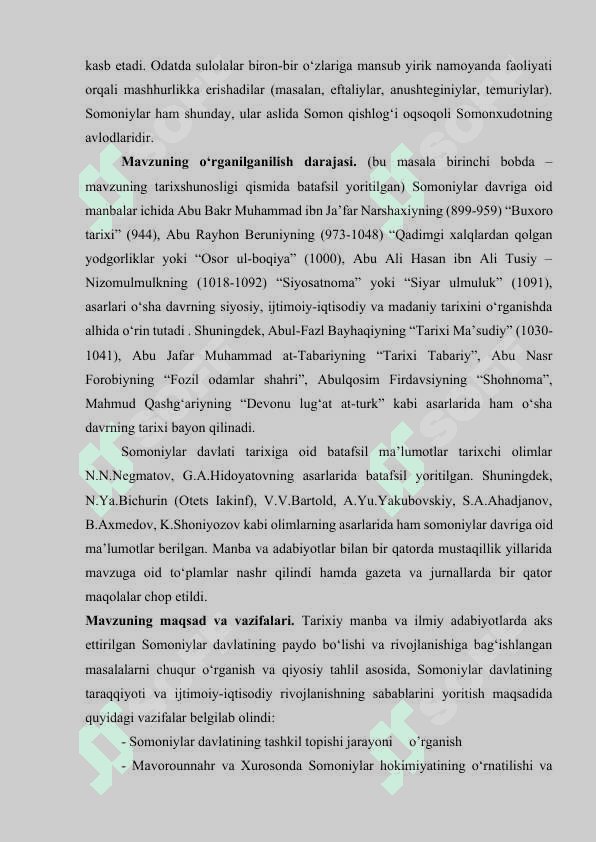 Somoniylar davlati va uning O’rta Osiyo tarixida tutgan o’rni kurs ishi 5