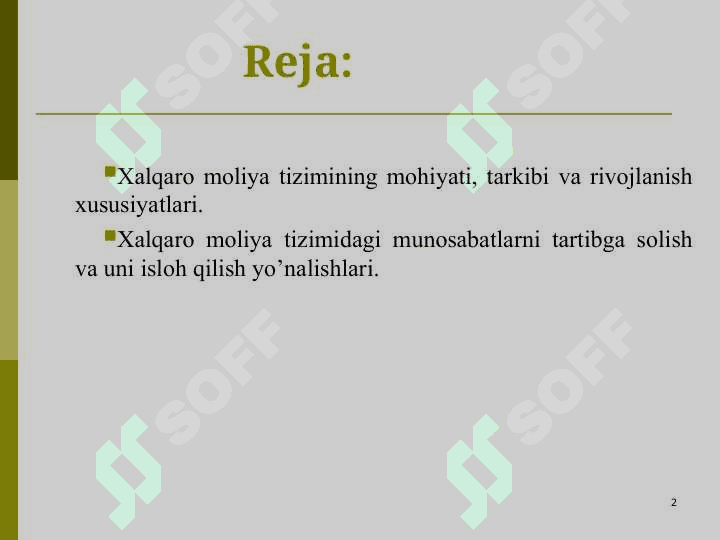 Xalqaro moliya tizimi 2