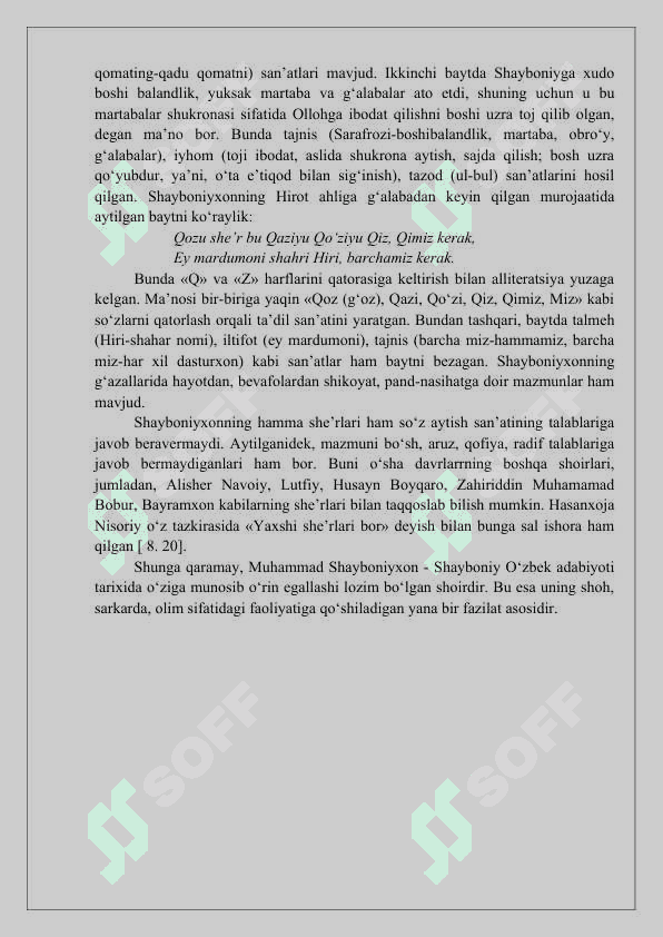 MUHAMMAD SOLIH SHAYBONIYXON HAYOTI VA IJODI 8