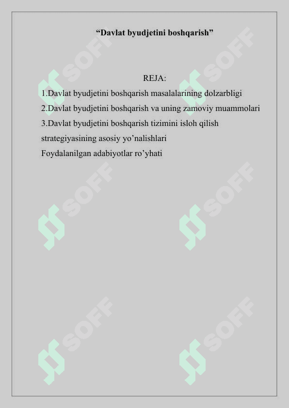 “Davlat byudjetini boshqarish” 2