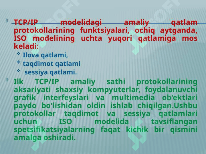 Amaliy pog’ona protokollari va xizmatlari. 6