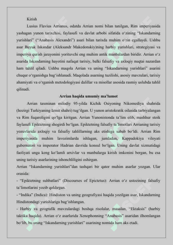 Arrian va uning “Iskandarning yurishlari” asari haqida ma’lumot 25 3