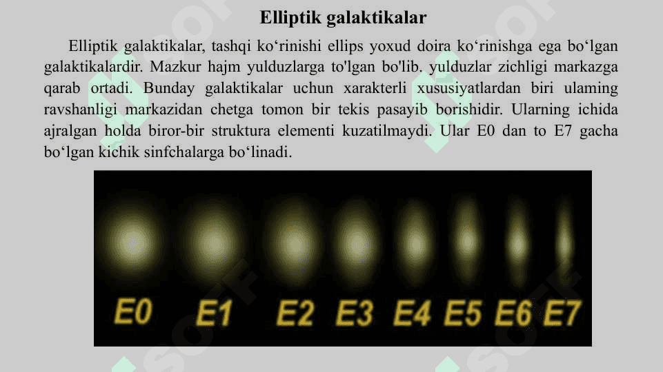 Tashqi Galaktikalar, Galaktikalarning Sinflari va Spektrlari 8