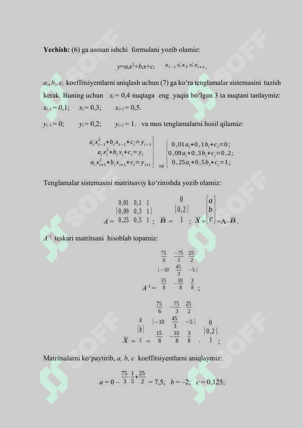 FUNKSIYANI INTERPOLYATSIYALASH KURS ISHI 8