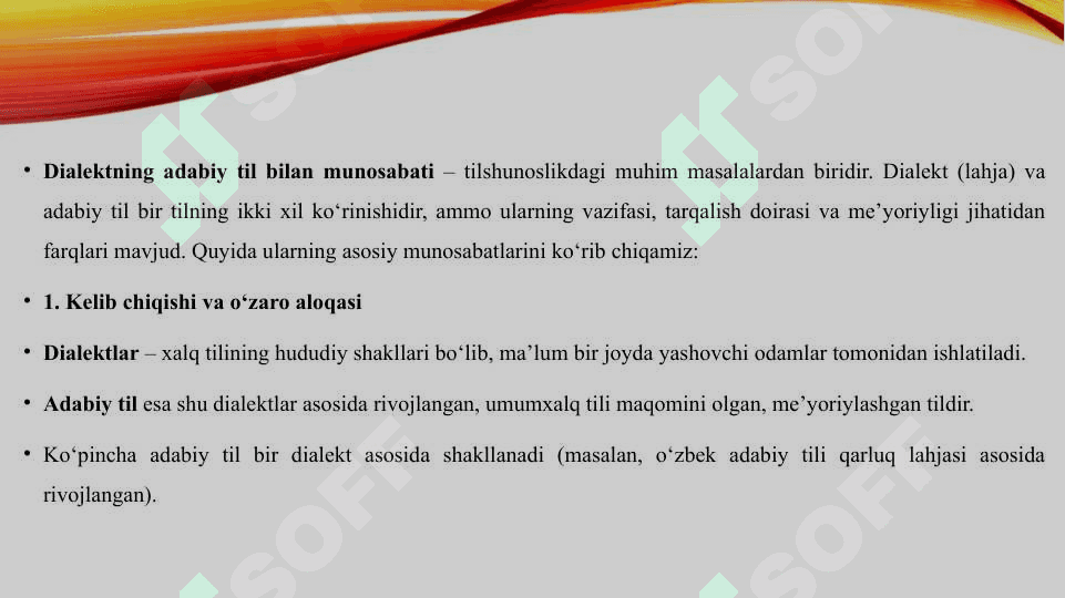 Dialektning adabiy til bilan munosabati 3