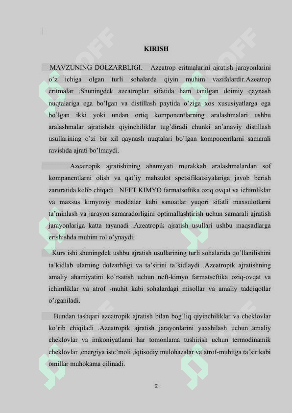 Azeotrop eritmalarda ajratish 2