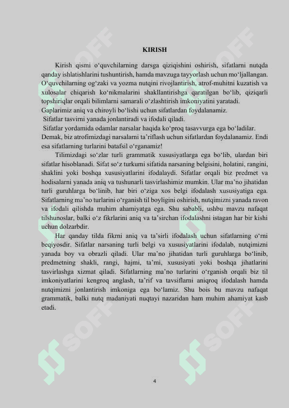 Sifatning ma'no turlari dars ishlanmasi (mikrodars) 4
