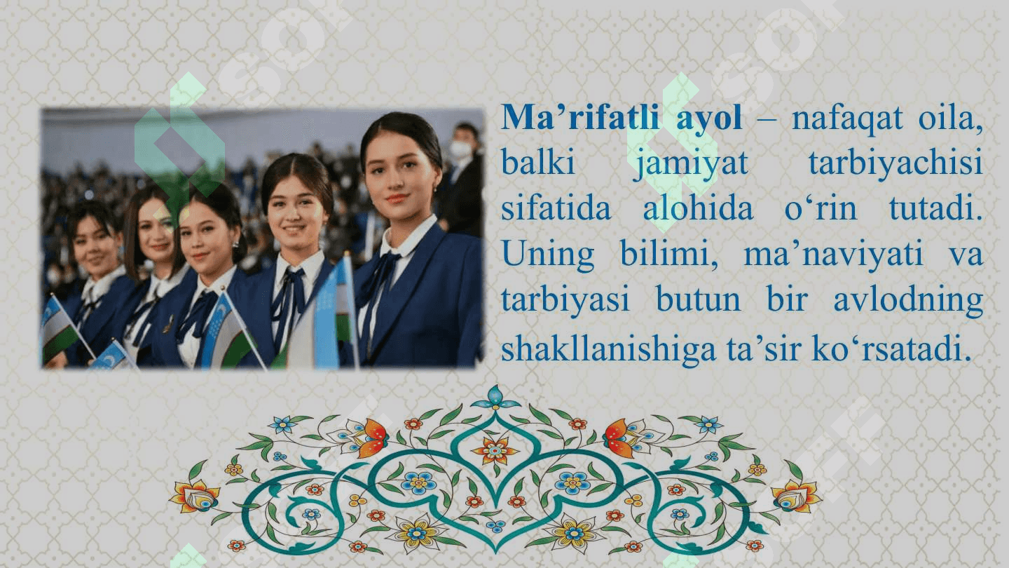 Ma’rifatli ayol 3