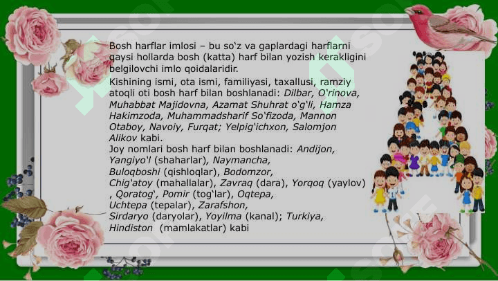 Bosh harflar imlosi. 2
