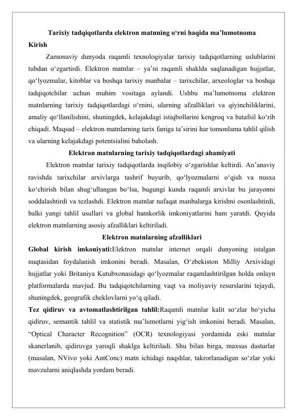 Tarixiy tadqiqotlarda elektron matnning o‘rni haqida ma’lumotnoma 25 1