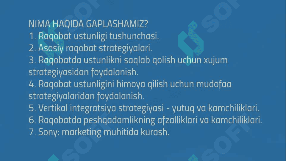 Raqobatli strategiyalar va ularning mazmuni 3