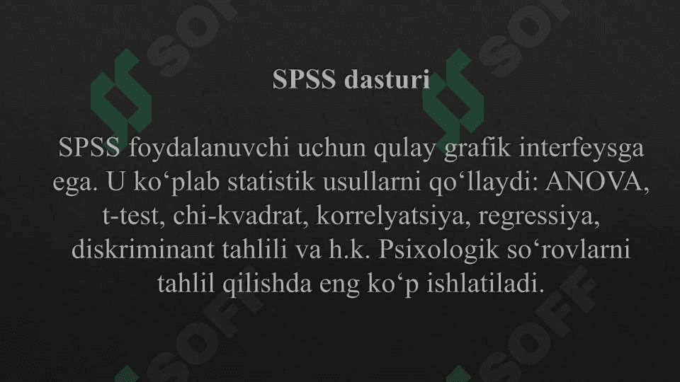 Matstatistik EHM dasturlari va ular bilan ishlash 8