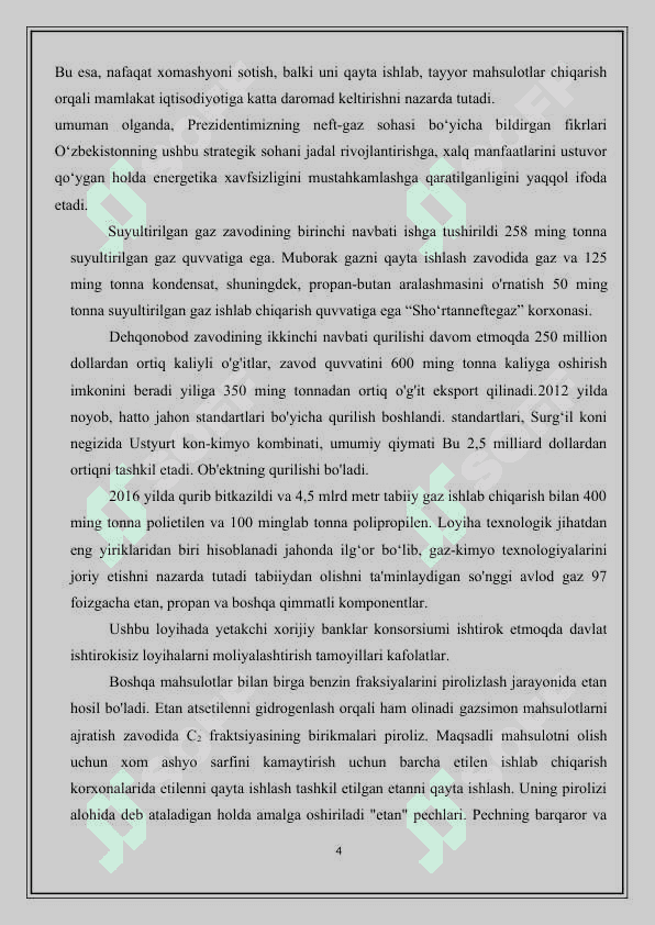 Gazlarni piroliz qilish qurulmasining hisobi. 4