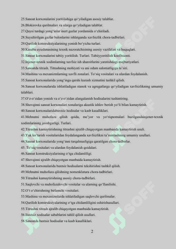 Hayot faoliyati xavfsizligi 2
