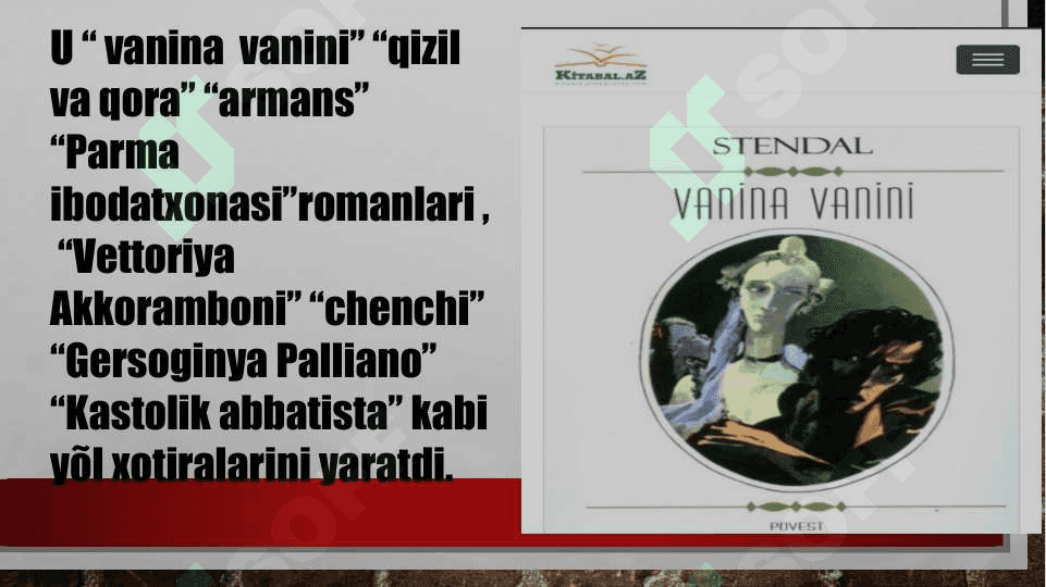 Stendalning “qizil va qora”asarida obrazlar olami “ 5