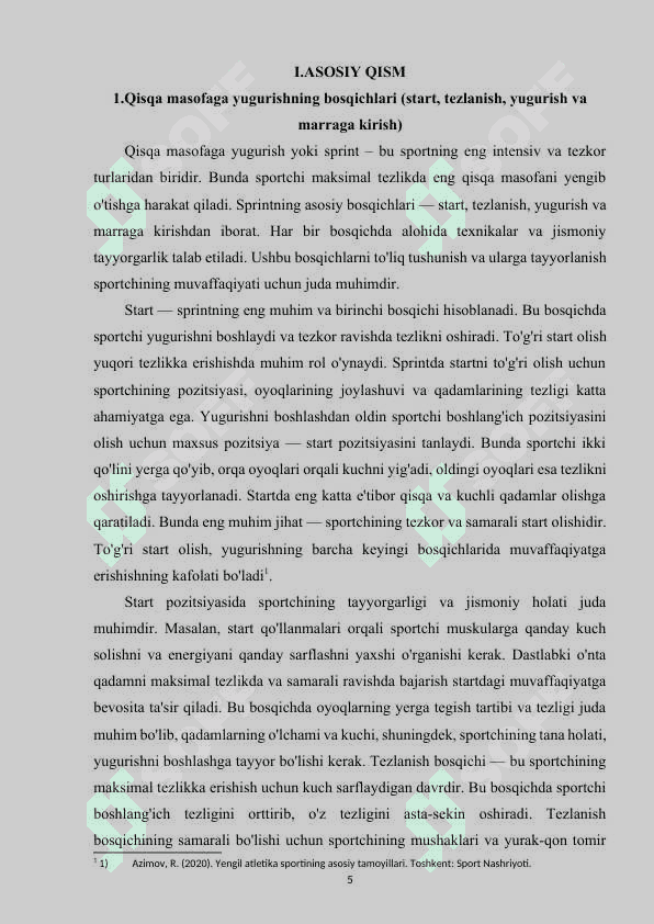 Qisqa masofaga yugurish texnikasini takomillashtirish 5