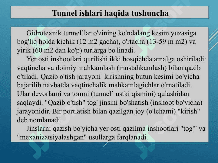 Tunnel ishlari haqida tushuncha 3