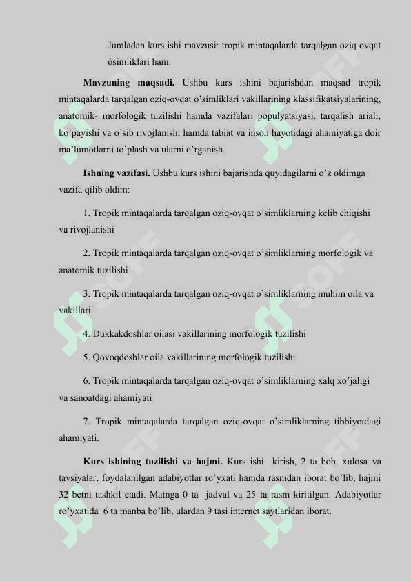 TROPIK MINTAQALARDA  TARQALGAN  OZIQ - OVQAT  O’SIMLIKLARI 3