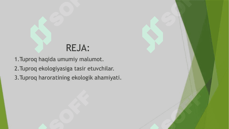 Tuproqning ekologik holati. 2