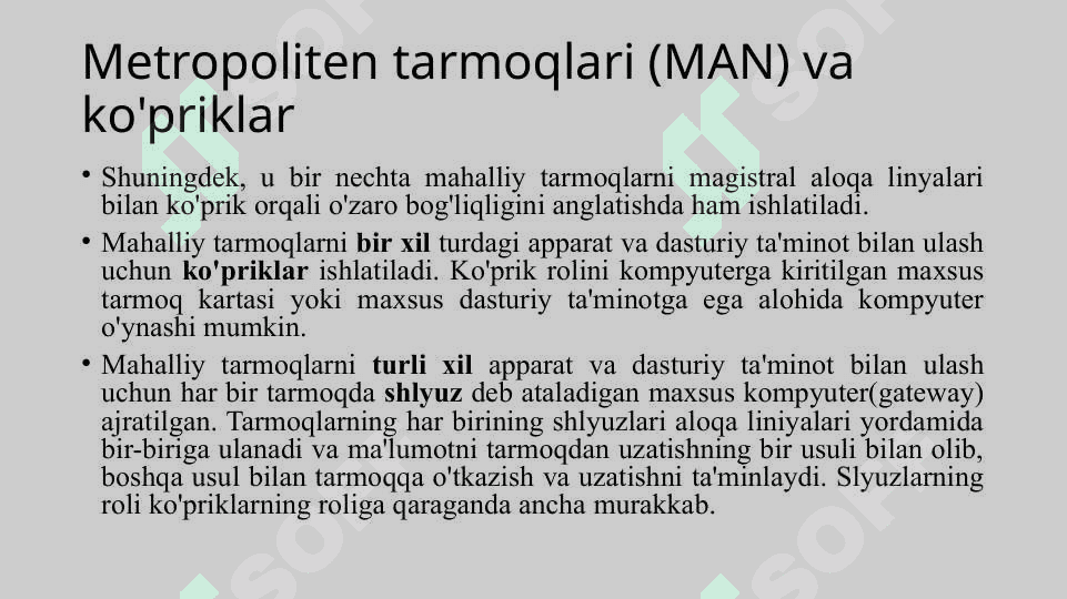 Kompyuter tarmoqlari Shahar tarmoqlari 5