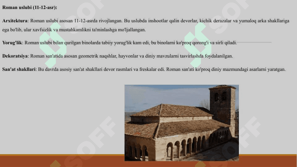 ROMAN VA GOTIKA USLUBI SAN'ATI 3